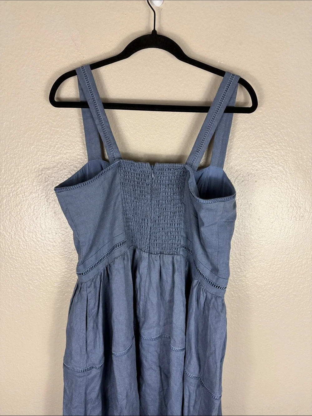 Reformation Everett Linen Dress in Cornflower Blue - Picture 9 of 10